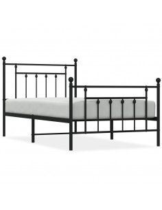 Giroletto con Testiera e Pediera Metallo Nero 100x190 cm 2