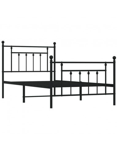 Giroletto con Testiera e Pediera Metallo Nero 100x190 cm