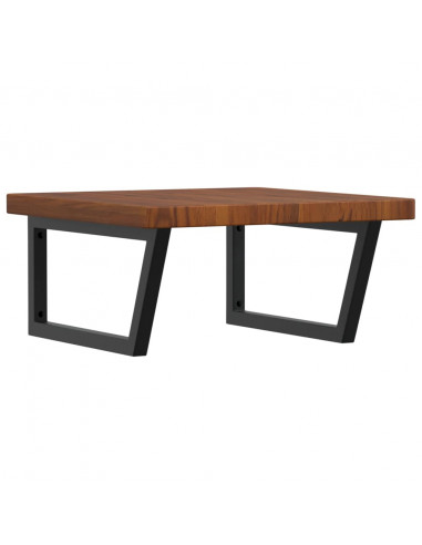 Ripiano a Parete per Lavabo in Acciaio e Massello di Rovere