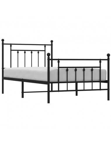 Giroletto con Testiera e Pediera Metallo Nero 100x190 cm