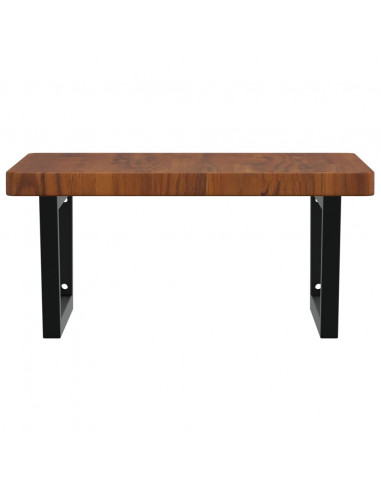 Ripiano a Parete per Lavabo in Acciaio e Massello di Rovere