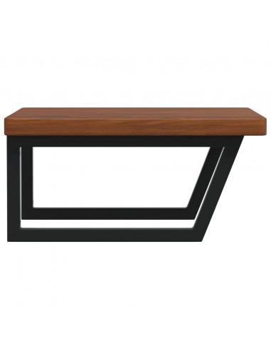 Ripiano a Parete per Lavabo in Acciaio e Massello di Rovere