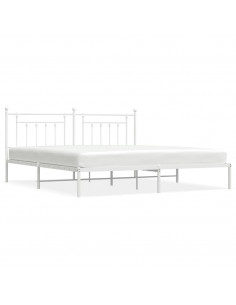 Giroletto con Testiera Metallo Bianco 200x200 cm 2