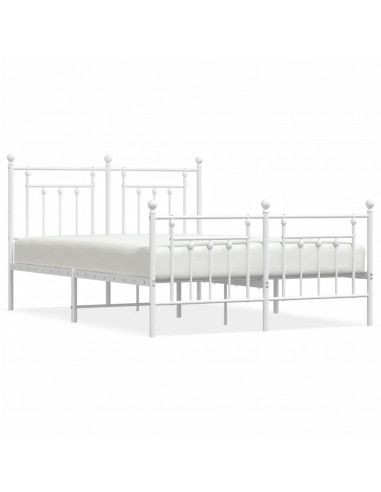 Giroletto con Testiera e Pediera Metallo Bianco 140x190 cm