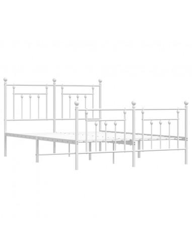 Giroletto con Testiera e Pediera Metallo Bianco 140x190 cm