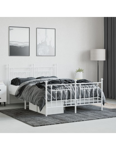 Giroletto con Testiera e Pediera Metallo Bianco 140x190 cm