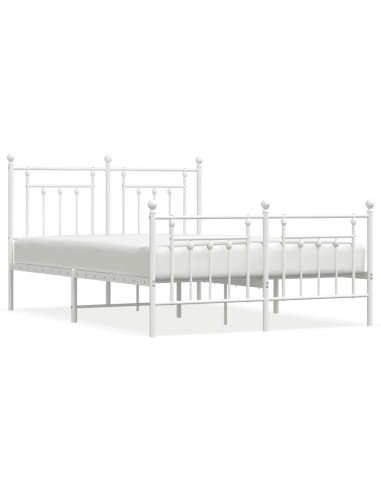 Giroletto con Testiera e Pediera Metallo Bianco 140x200 cm