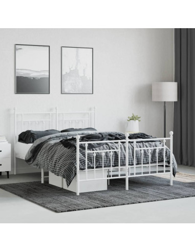 Giroletto con Testiera e Pediera Metallo Bianco 140x200 cm