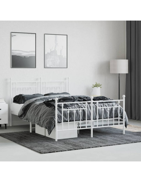 Giroletto con Testiera e Pediera Metallo Bianco 150x200 cm
