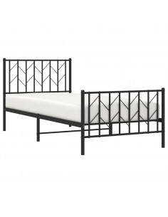 Giroletto con Testiera e Pediera Metallo Nero 90x200 cm 2