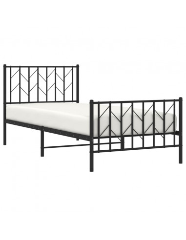 Giroletto con Testiera e Pediera Metallo Nero 90x200 cm