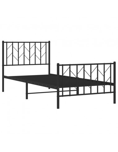 Giroletto con Testiera e Pediera Metallo Nero 90x200 cm