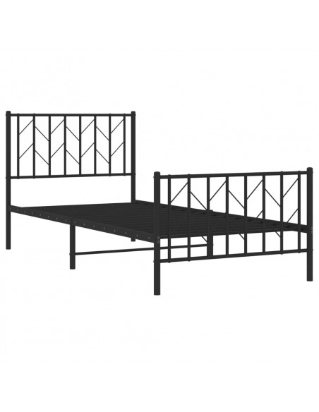 Giroletto con Testiera e Pediera Metallo Nero 90x200 cm