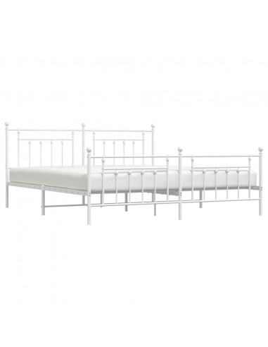 Giroletto con Testiera e Pediera Metallo Bianco 193x203 cm