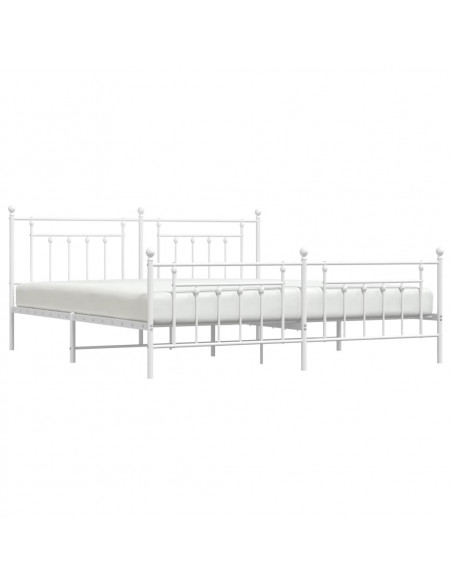 Giroletto con Testiera e Pediera Metallo Bianco 193x203 cm