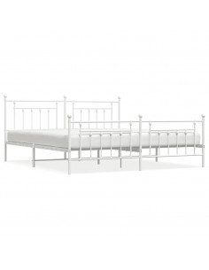 Giroletto con Testiera e Pediera Metallo Bianco 200x200 cm 2