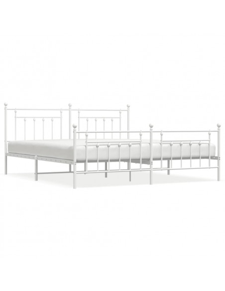 Giroletto con Testiera e Pediera Metallo Bianco 200x200 cm