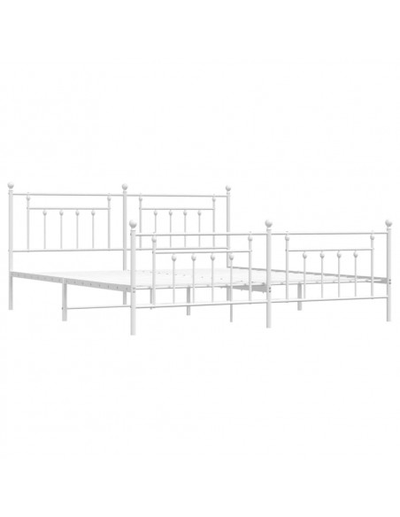 Giroletto con Testiera e Pediera Metallo Bianco 200x200 cm