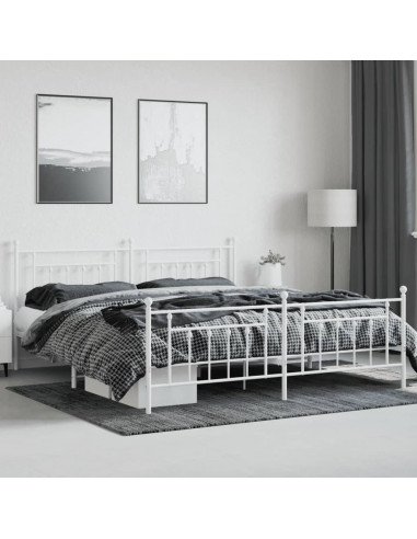 Giroletto con Testiera e Pediera Metallo Bianco 200x200 cm