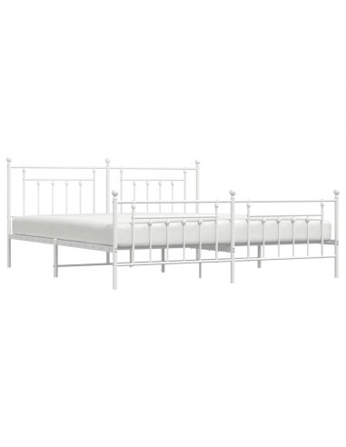 Giroletto con Testiera e Pediera Metallo Bianco 200x200 cm