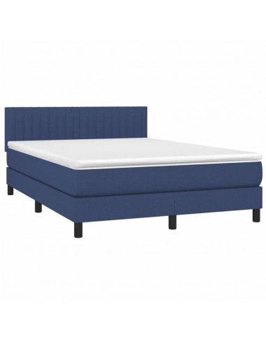 Letto a Molle con Materasso e LED Blu 140x200 cm in Tessuto
