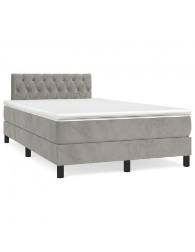 Giroletto a Molle con Materasso Grigio Chiaro 120x200cm Velluto