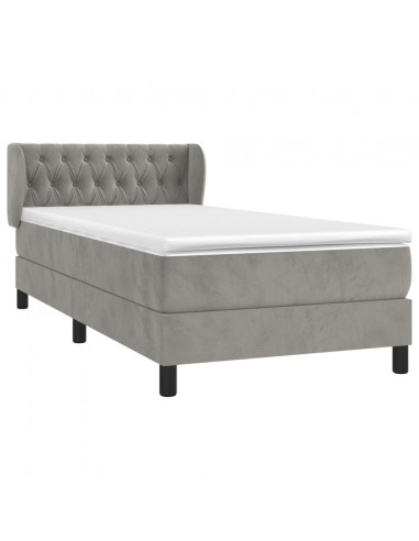 Giroletto a Molle con Materasso Grigio Chiaro 100x200cm Velluto