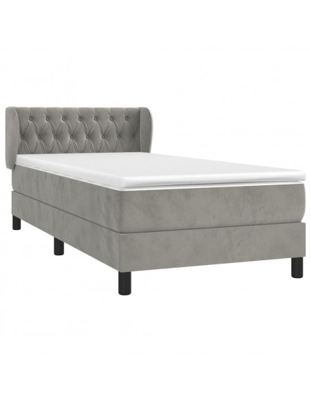 Giroletto a Molle con Materasso Grigio Chiaro 100x200cm Velluto