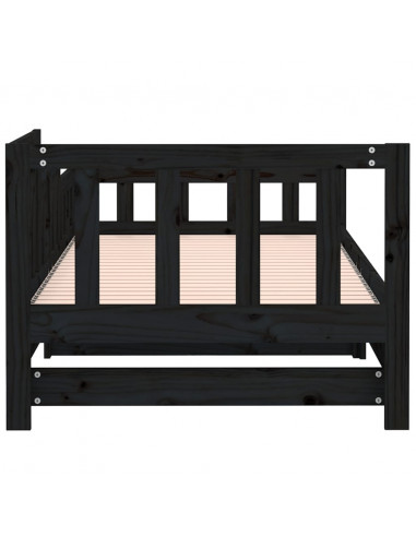 Dormeuse Estraibile Nera 2x(90x190) cm Legno Massello di Pino