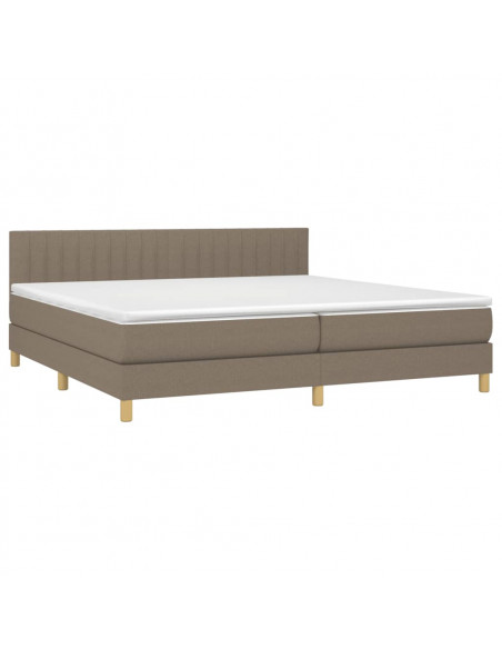 Letto a Molle Materasso e LED tortora 200x200cm in Tessuto
