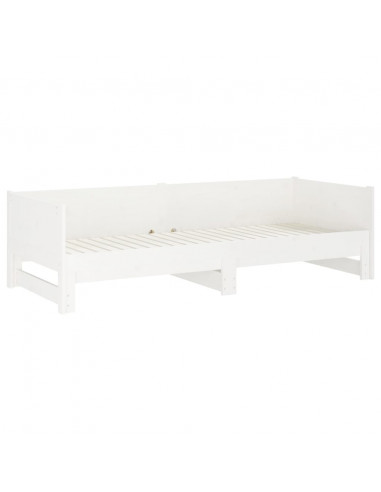 Dormeuse Estraibile Bianca Legno Massello di Pino 2x(80x200) cm