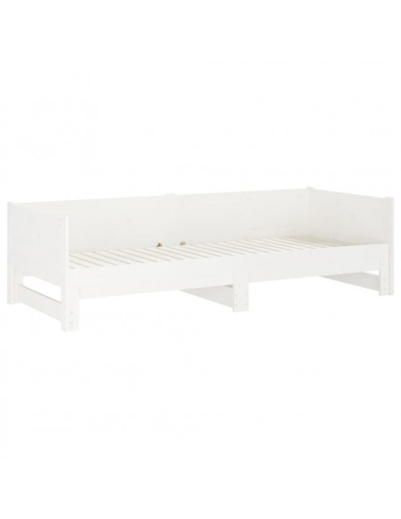 Dormeuse Estraibile Bianca Legno Massello di Pino 2x(80x200) cm