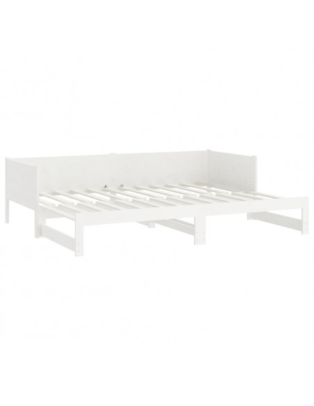 Dormeuse Estraibile Bianca Legno Massello di Pino 2x(80x200) cm