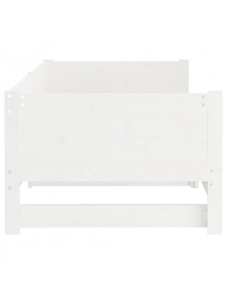 Dormeuse Estraibile Bianca Legno Massello di Pino 2x(80x200) cm