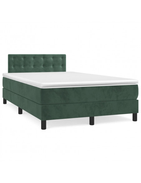 Giroletto a Molle con Materasso Verde Scuro 120x200 cm Velluto