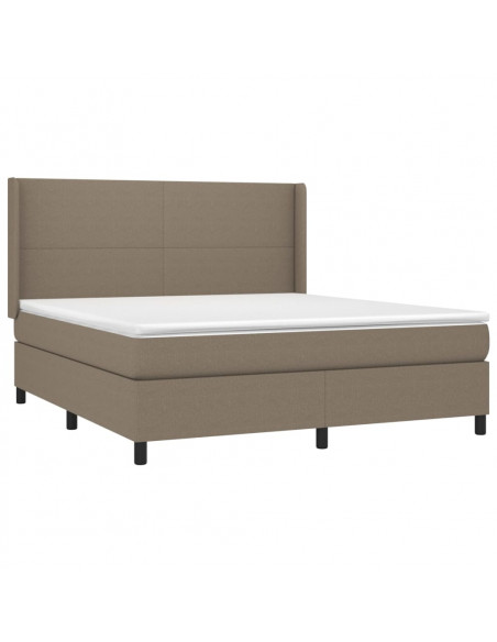 Letto a Molle con Materasso e LED Tortora 180x200 cm in Tessuto