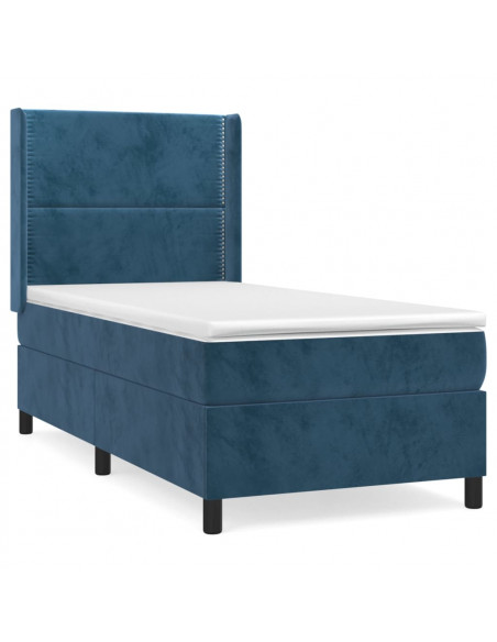 Giroletto a Molle con Materasso Blu Scuro 90x190 cm in Velluto