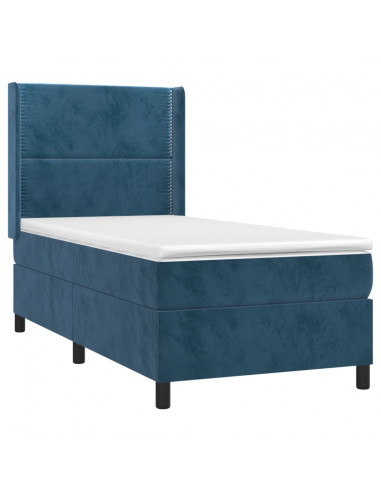 Giroletto a Molle con Materasso Blu Scuro 90x190 cm in Velluto