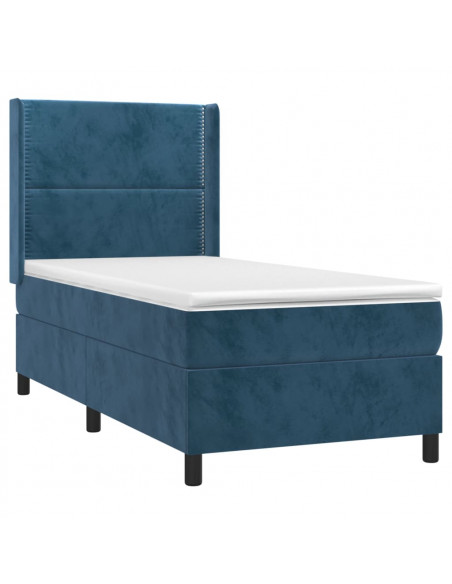 Giroletto a Molle con Materasso Blu Scuro 90x190 cm in Velluto