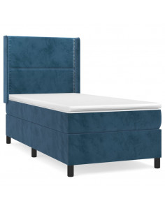 Giroletto a Molle con Materasso Blu Scuro 90x200 cm in Velluto 2