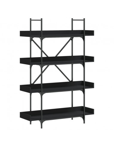 Libreria a 4 Ripiani Nera 100x33x145,5 cm in Legno Multistrato