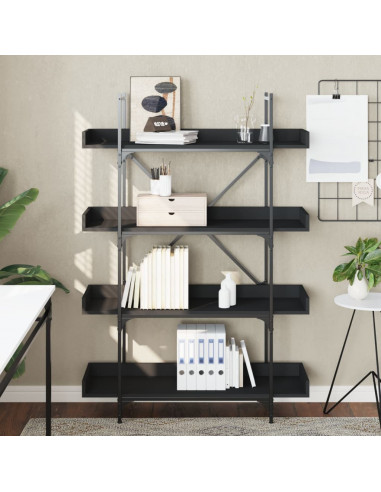 Libreria a 4 Ripiani Nera 100x33x145,5 cm in Legno Multistrato