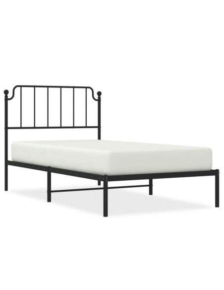 Giroletto con Testiera in Metallo Nero 100x190 cm