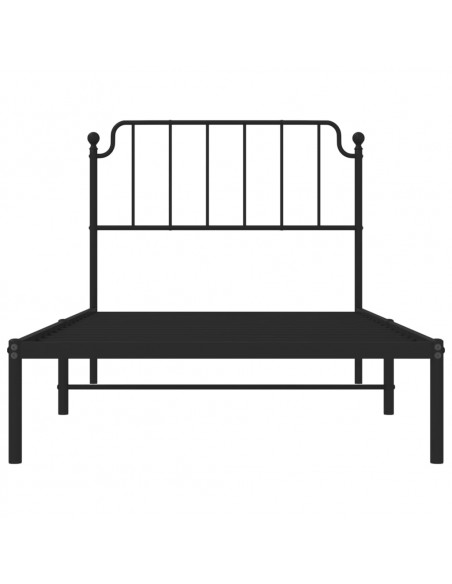 Giroletto con Testiera in Metallo Nero 100x190 cm