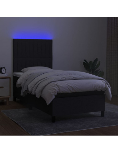 Letto a Molle con Materasso e LED Nero 80x200 cm in Tessuto