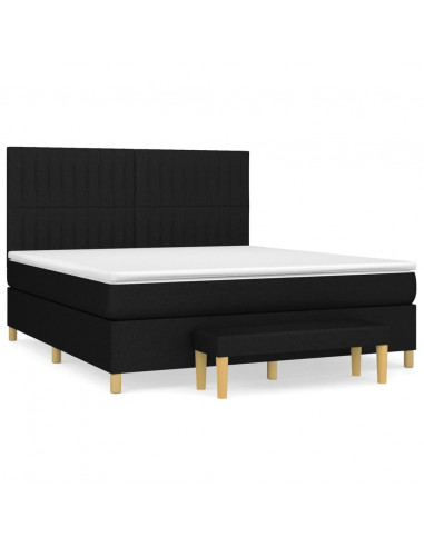 Giroletto a Molle con Materasso Nero 160x200 cm in Tessuto