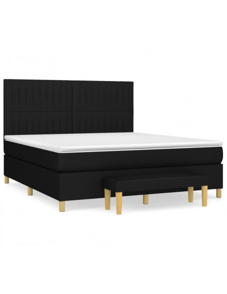 Giroletto a Molle con Materasso Nero 160x200 cm in Tessuto