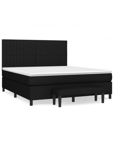 Giroletto a Molle con Materasso Nero 160x200 cm in Tessuto