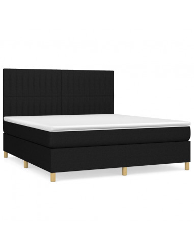 Giroletto a Molle con Materasso Nero 160x200 cm in Tessuto