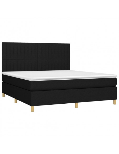 Giroletto a Molle con Materasso Nero 160x200 cm in Tessuto